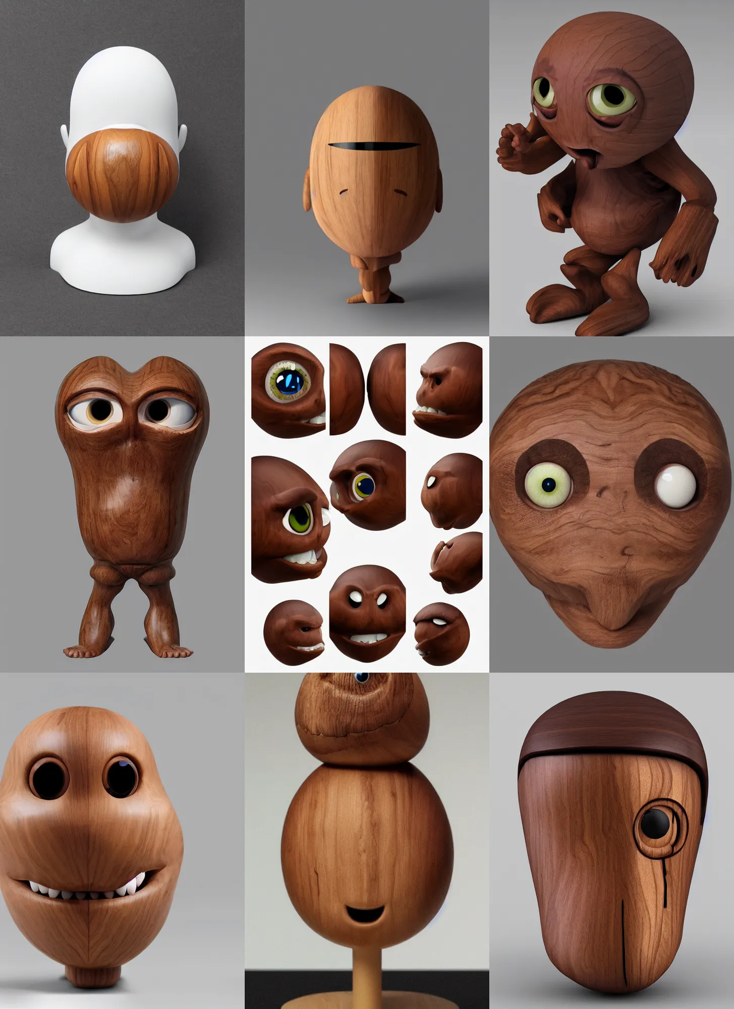 Image similar to a severe large walnut with two severe eyes and a mouth without a nose, white background, artstation, pinterest, detailed product photo, 3 / 4 pose