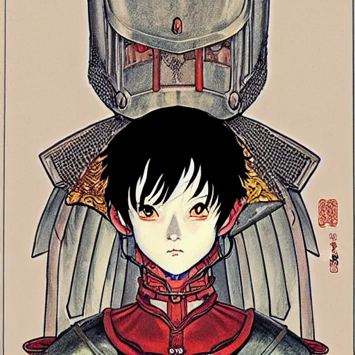 Image similar to prompt : portrait of knight painted in miyazaki color style drawn by katsuhiro otomo and takato yamamoto, inspired by fables, china doll face, smooth face feature, intricate oil painting, high detail, sharp high detail, manga and anime 2 0 0 0