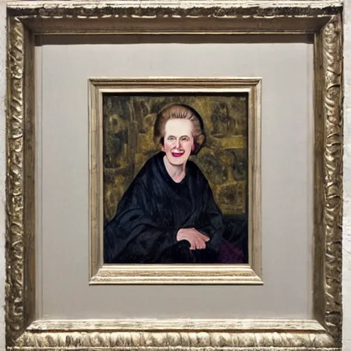 Prompt: margaret thatcher as a 1 2 th century peasant in england, painting, oil on canvas, restored, art, detailed