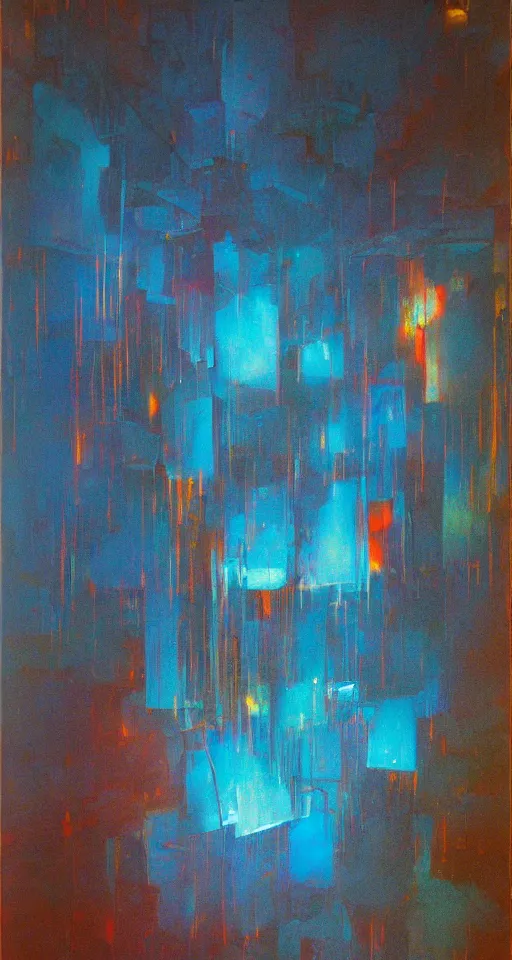 Image similar to a gigantic glowing crystal, high detailed beksinski painting, part by adrian ghenie and gerhard richter. masterpiece, deep colours, blue