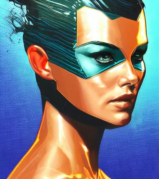 Prompt: glowing female android, by MARVEL comics and Sandra Chevrier