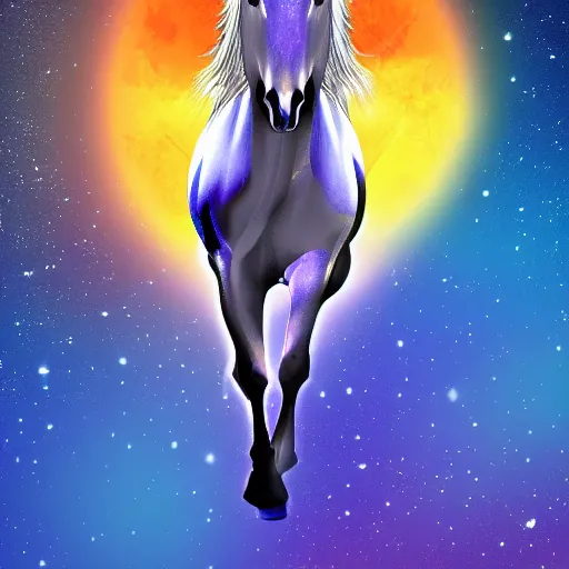 Image similar to horse in space digital art