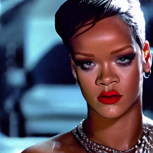 Image similar to rihanna as the t 1 0 0 0, liquid metal form in terminator 2 : judgment day ( 1 9 9 1 ), 8 k wide shot