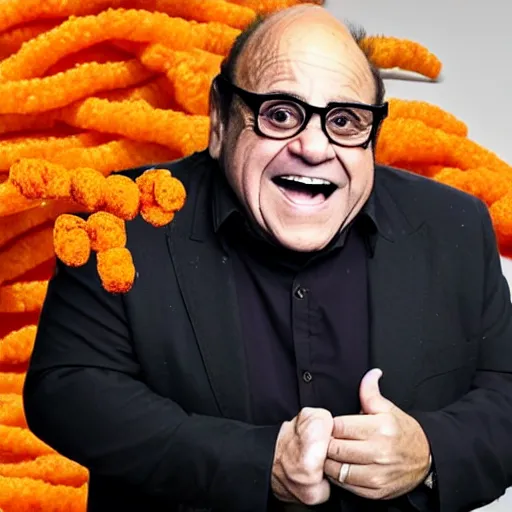 Image similar to danny devito and his cheeto