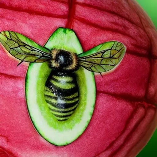 Image similar to a perfect hybrid fusion of the flesh : catwatermelonbee