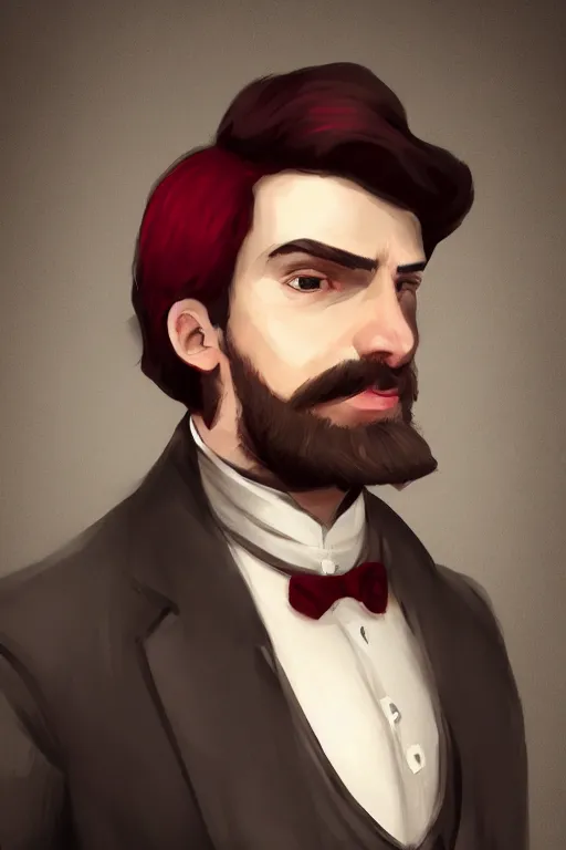 Image similar to a portrait of a handsome raspberry!!!! wearing a monocle and a victorian suit, ( ( character concept art ) ), headshot, trending on artstation