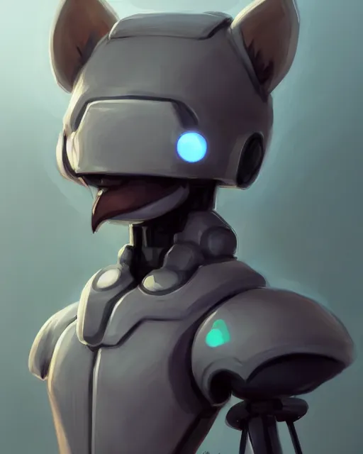 Image similar to character concept art of a cute young male anthropomorphic furry robot | | cute - fine - face, pretty face, key visual, realistic shaded perfect face, fine details by stanley artgerm lau, wlop, rossdraws, james jean, andrei riabovitchev, marc simonetti, and sakimichan, trending on artstation