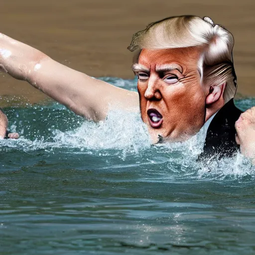 Prompt: donald trump swimming in the shit