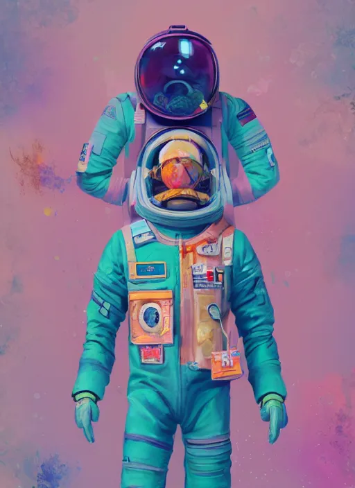 Image similar to detailed full body concept art illustration colorful pastel painting of an anthropomorphic space pilot in full intricate clothing, ultra detailed, digital art, octane render, 4K