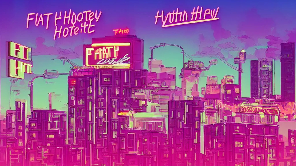 Image similar to synthwave fat hotel