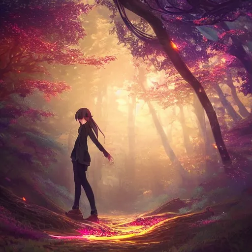 Prompt: twisted pathways, magical cosmic path in the middle of a universe, anime inspired, hyper realistic, dramatic lighting, glowing leaves, 8k, hd, pixiv ,dslr photo by Makoto Shinkai , ilya kuvshinov and Wojtek Fus, digital art, concept art