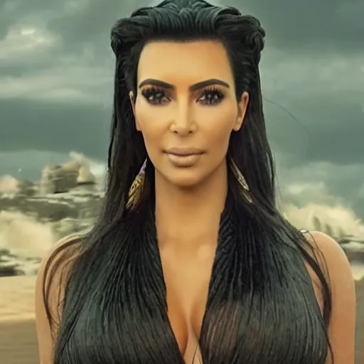 Image similar to kim kardashian in alladin live action, 8k full HD photo, cinematic lighting, anatomically correct, oscar award winning, action filled, correct eye placement,