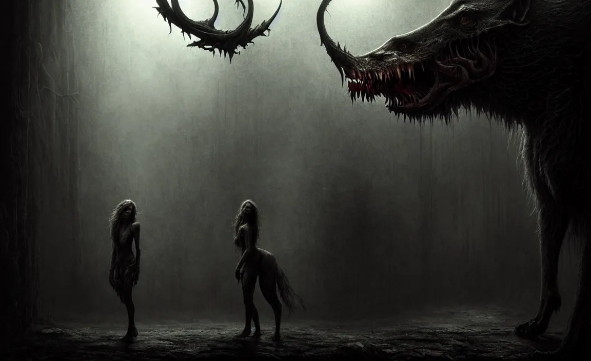 Image similar to epic professional digital art of hungry carnivore, moody atmospheric lighting, intricate, foreboding, detailed, by leesha hannigan, wayne haag, reyna rochin, ignacio fernandez rios, mark ryden, iris van herpen, artstation, cgsociety, epic, stunning, gorgeous, much wow, cinematic, masterpiece.