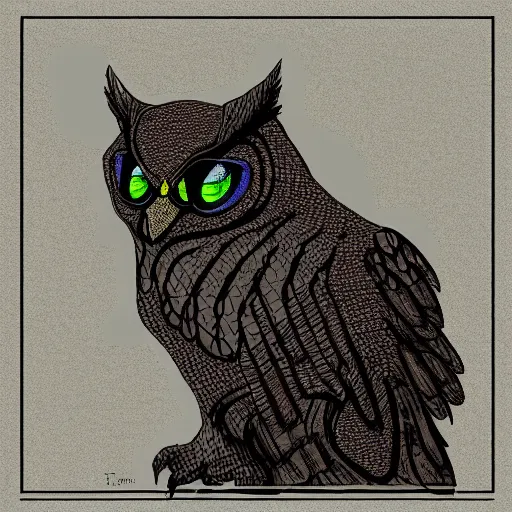 Image similar to danger owl. digital art.