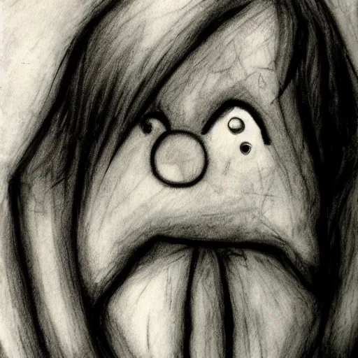 Image similar to grunge drawing of a teddy bear in the style of the grudge | horror themed