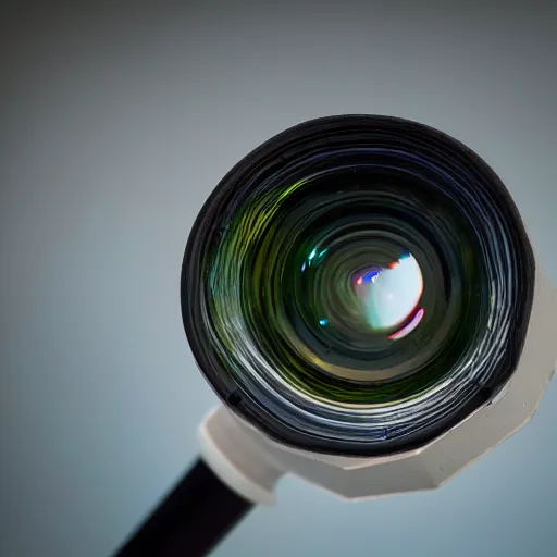 Image similar to DSLR still of a prism taking in white light on one side and splitting it into fire water wind and earth, 8k, f1.8, shallow depth of field, heavy bokeh