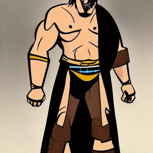 Prompt: Full body picture of Triple H as a Disney character in his in-ring gear, Disney, cartoon, Disney style, 2d, drawn image, beautifully drawn, Disney 2d animation still