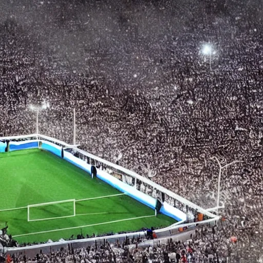 Image similar to Benjamin Netanyahu scoring a goal, soccer stadium