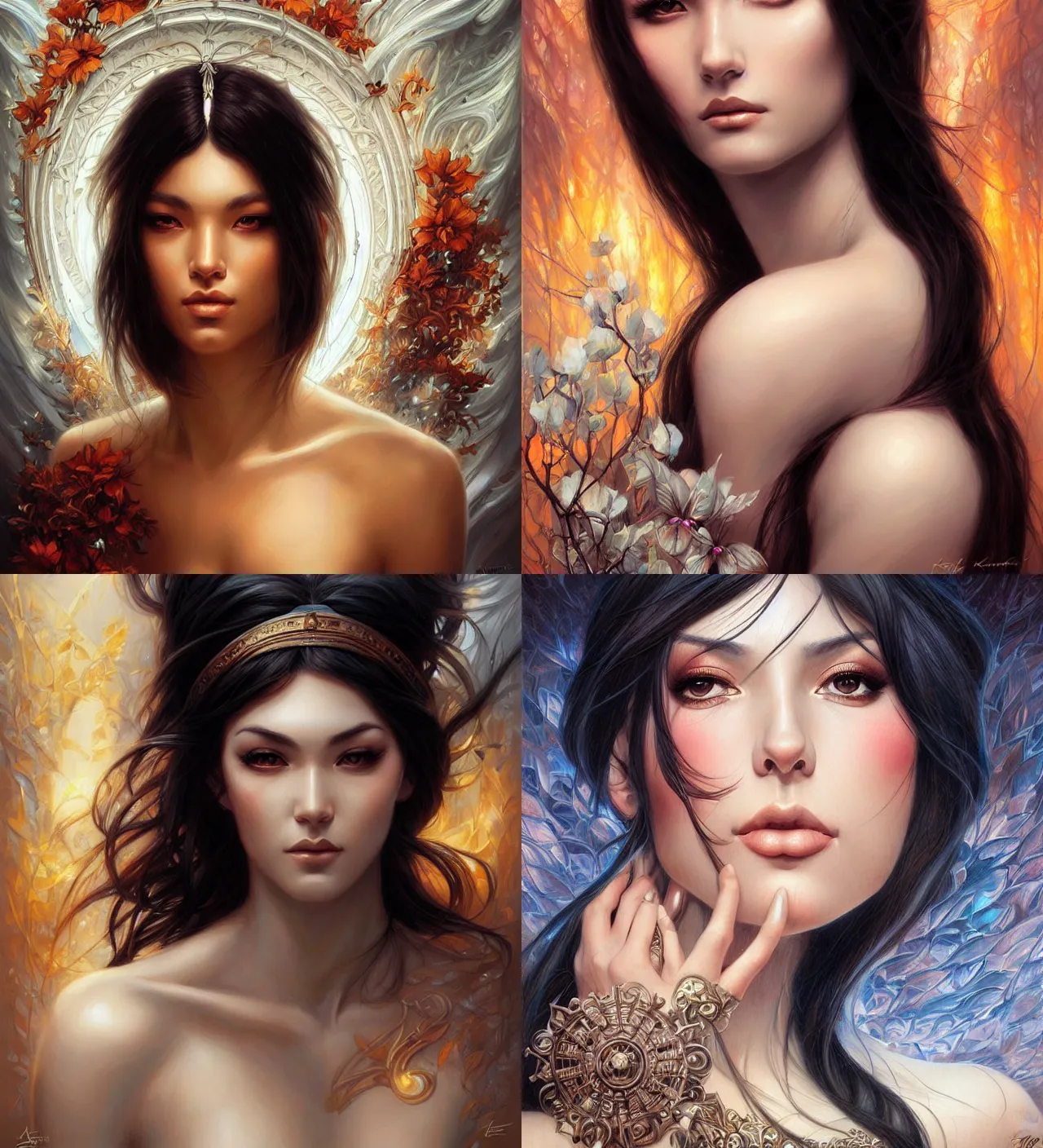 Prompt: portrait of a goddess drawn by artgerm, digital artwork by karol bak and rhads