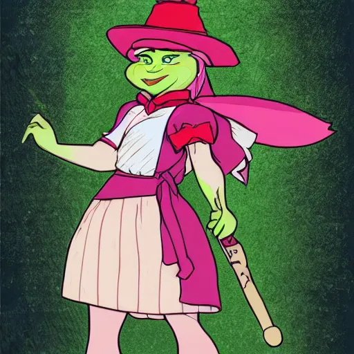 Prompt: Shrek as a Touhou character , 8k, pixiv, concept art, vector, smooth