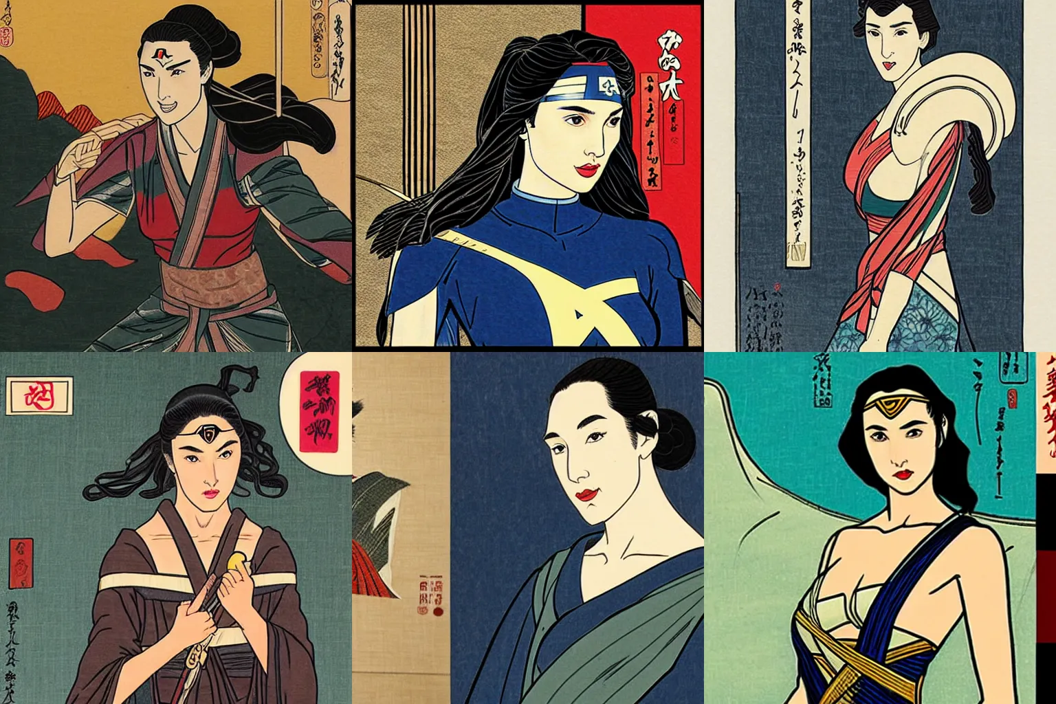 Prompt: gal gadot as orian in Ukiyo-e art