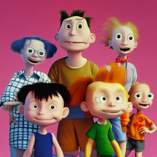 Prompt: the Rugrats by Pixar, movie poster, cinematic lighting, raytracing, highly detailed, highly detailed faces, ultra quality, 3d