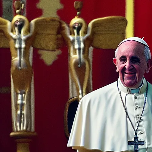 Prompt: award winning photo of the pope dressed as a egypsian faraoh
