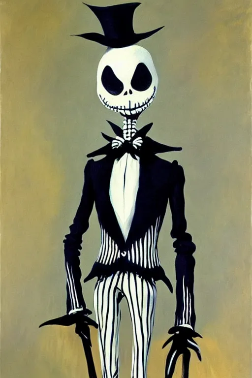 Image similar to highly detailed painting of jack skellington painted by edouard manet