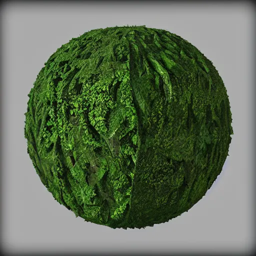 Prompt: : maze pattern sphere in forest 3d render unreal engine
