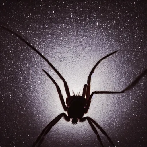 Image similar to cinematic headshot portrait of a spider flies in the space, movie still, more details, dramatic lighting
