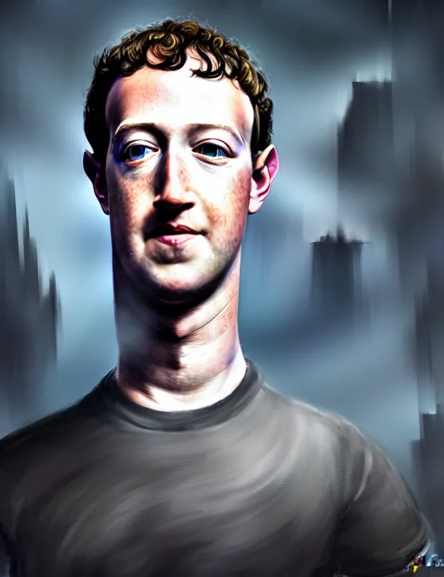 Image similar to a detailed fantasy artwork of mark zuckerberg the dark lord, trending on artstation, digital art, 4 k resolution, detailed, high quality, sharp focus, hq artwork, coherent, insane detail, character portrait