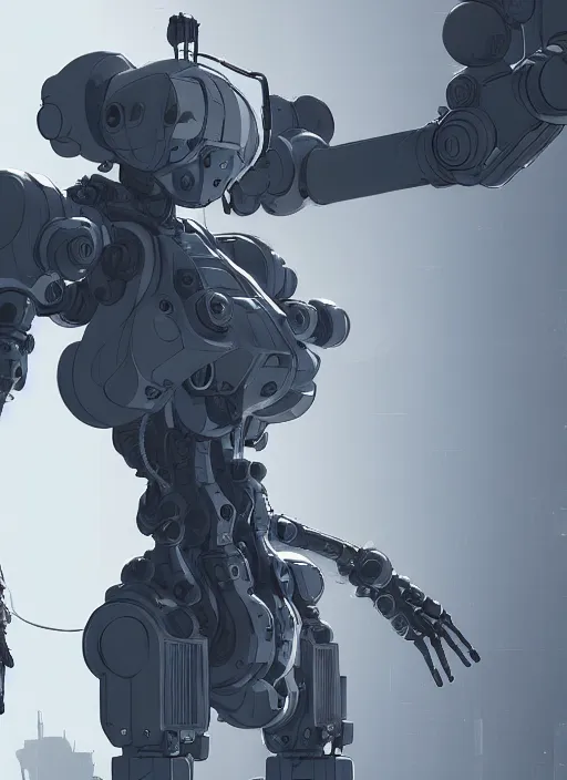 Image similar to intricate digital artwork of a mech by by nuthin'but mech, by kallamity sketchbook, inspired by nier : automata, clean white lab background, octane render, cgstation, 4 k resolution