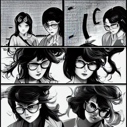 Image similar to beautiful twin sisters hacking into the mainframe of the pentagon, in the style of hiroya oku and riyoko ikeda, black and white, photorealistic, epic, super cool