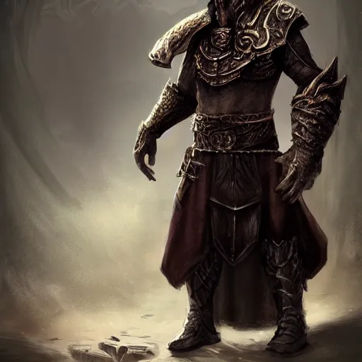 medium-length portrait of a dragonborn wearing a dark | Stable ...