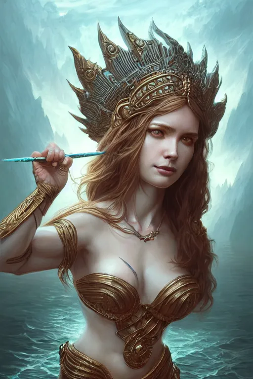 Image similar to goddess of lake, highly detailed, d & d, fantasy, highly detailed, digital painting, trending on artstation, concept art, sharp focus, illustration, art by artgerm and greg rutkowski and fuji choko and viktoria gavrilenko and hoang lap