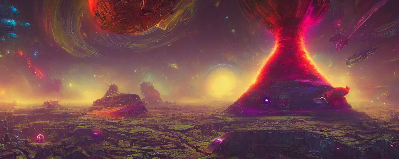 Image similar to ” wormhole, [ art by paul lehr, cinematic, detailed, epic, widescreen, opening, establishing, mattepainting, photorealistic, realistic textures, octane render ] ”