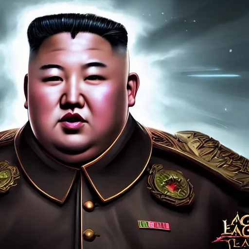 Image similar to portrait of kim - jong un as a spellcaster and mage, league of legends amazing splashscreen artwork, gears of war, splash art, natural light, elegant, photorealistic facial features, intricate, fantasy, detailed face, atmospheric lighting, anamorphic lens flare, cinematic lighting, league of legends splash art, hd wallpaper, ultra high details by greg rutkowski