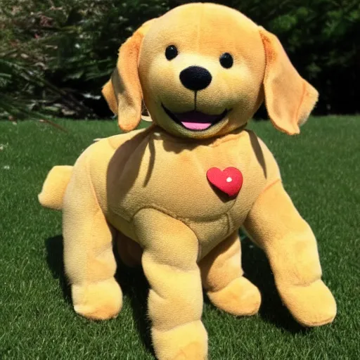 Image similar to A happy golden retriever puppyplush doll, 8k