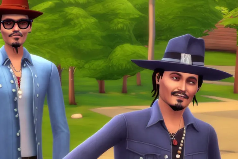 Image similar to johnny depp in sims 4