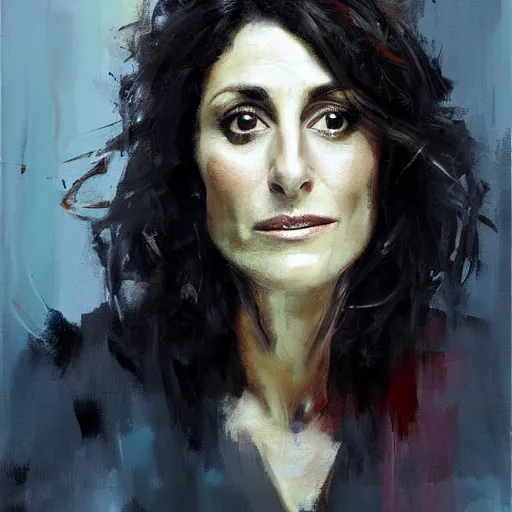 Image similar to face protrait of lisa edelstein, realistic, ultrahd, jeremy mann painting