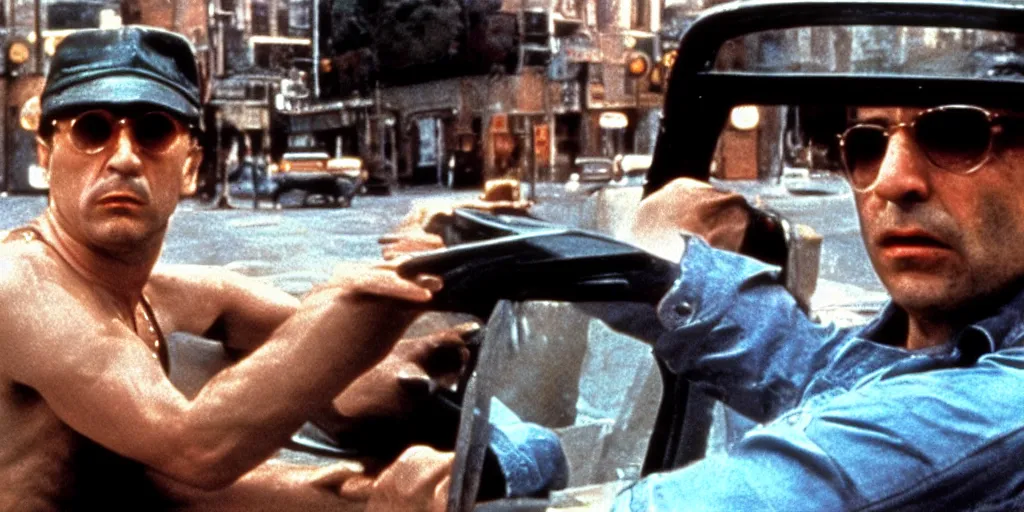 Prompt: most famous shot from the film taxi driver starring robert de niro