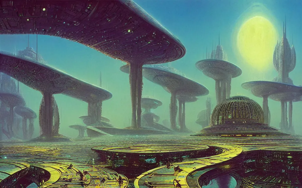 Image similar to a scifi utopian temple, future perfect, award winning digital by bruce pennington art