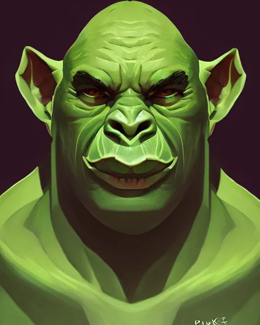 Image similar to « a portrait of a green orc, a character portrait by paul kelpe, reddit contest winner, sots art, ilya kuvshinov, 2 d game art »