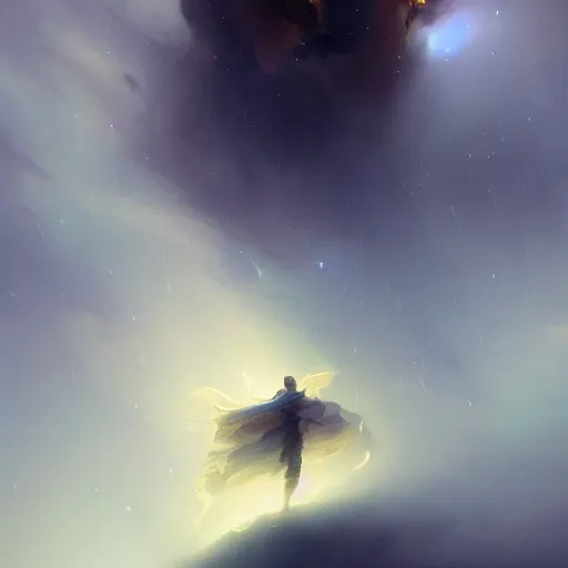 Prompt: cinematic shot epic portrait an giant face in space, stars, glowing, dark, beautiful, broad light, ambient occlusion, volumetric light effect, made by ivan aivazovsky, peter mohrbacher, greg rutkowski, matte painting, trending on artstation, 4 k, perfectly defined features, digital painting, cinematic, epic, highly detailed,