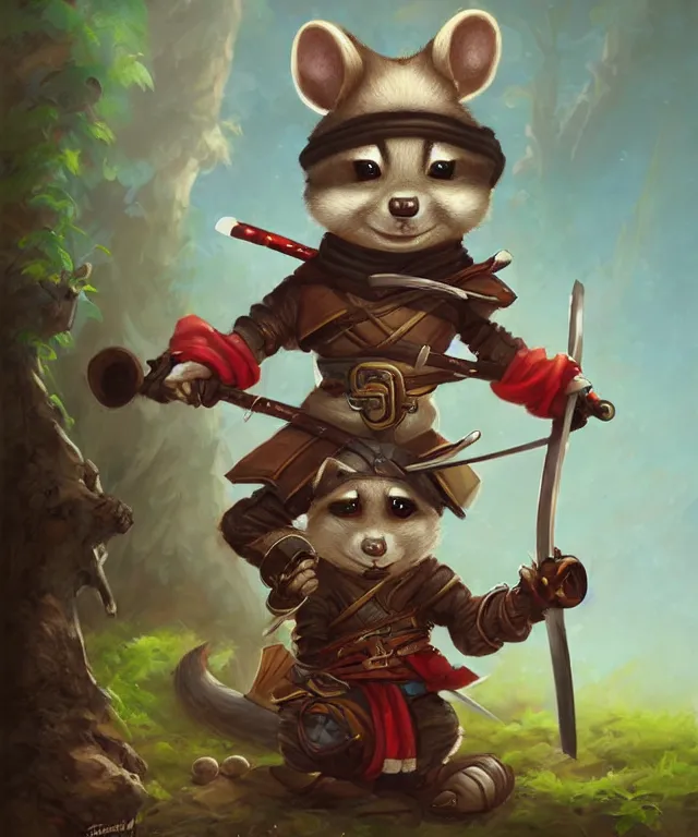 Image similar to anthropomorphic chipmunk samurai, samurai outfit, standing in a beautiful landscape, cute and adorable, dnd character art portrait, matte fantasy painting, deviantart artstation, by jason felix by steve argyle by tyler jacobson by peter mohrbacher, cinematic lighting