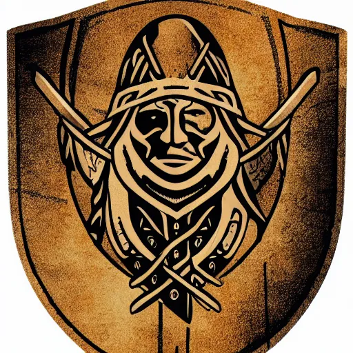 Prompt: sticker design of a viking holding a shield