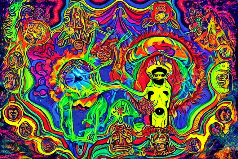 psychedelic visions of the church of the sub - genius | Stable Diffusion
