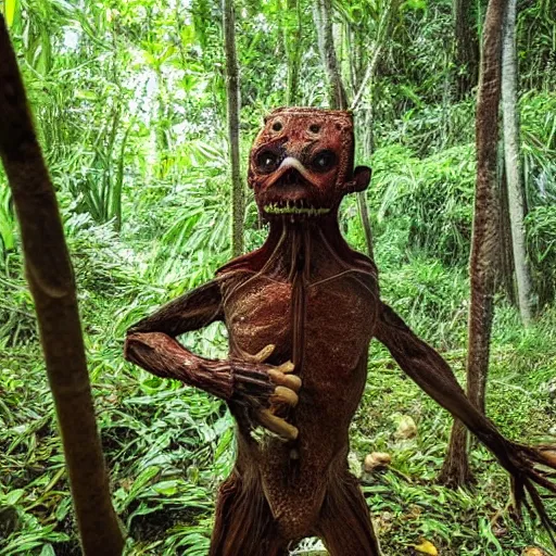 Prompt: humanoid creature discovered on remote southeast asian island, national geographic, award winning photography