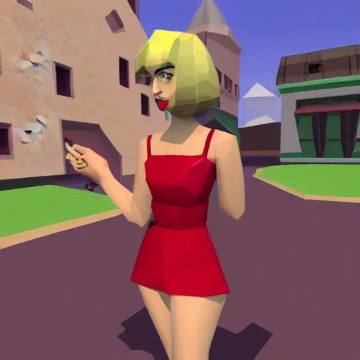 Image similar to low - poly sabrina spellman in a nintendo 6 4 game