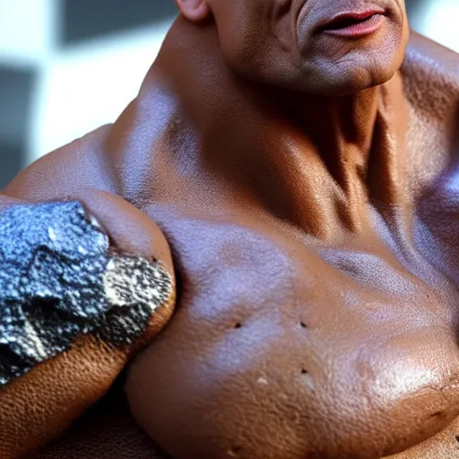 Image similar to Figurine of Dwayne the Rock Johnson, super detailed, photo realistic, cgsociety, by YCFCG